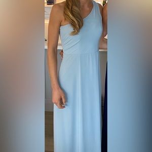 Show Me Your Mumu, baby blue one shoulder bridesmaid dress